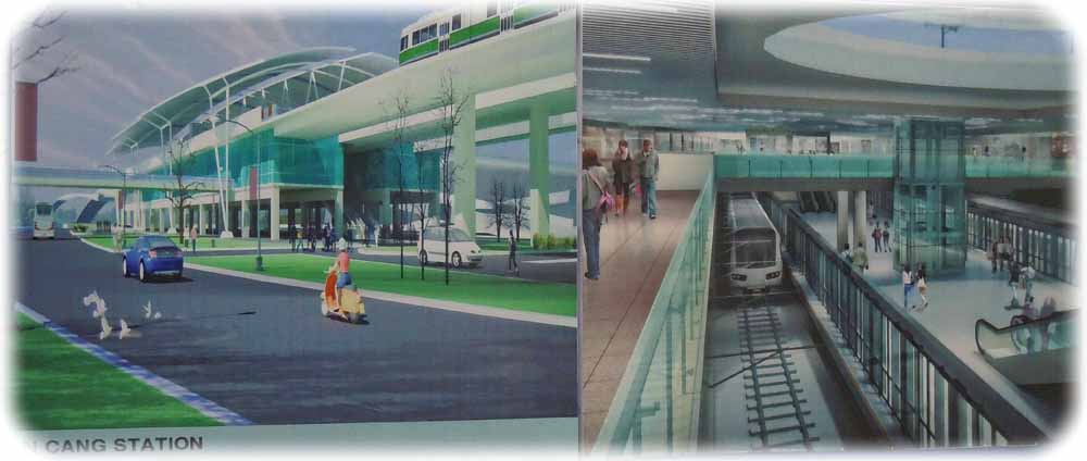 Visualisierungen der im Bau befindlichen U-Bahn-Linie 1 für Saigon. Visualisierung: StVerw HCMC / Jica, Repro: Ralf Dieselmann