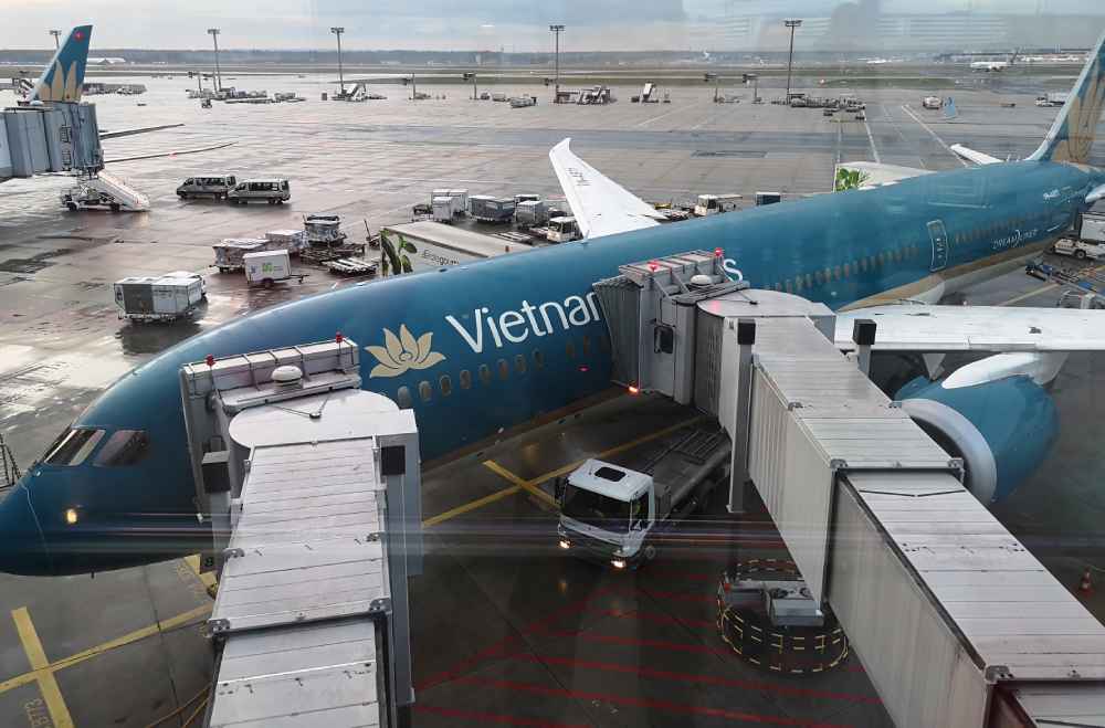 Flugzeug von Vietnam Airlines in Saigon. Foto: Heiko Weckbrodt